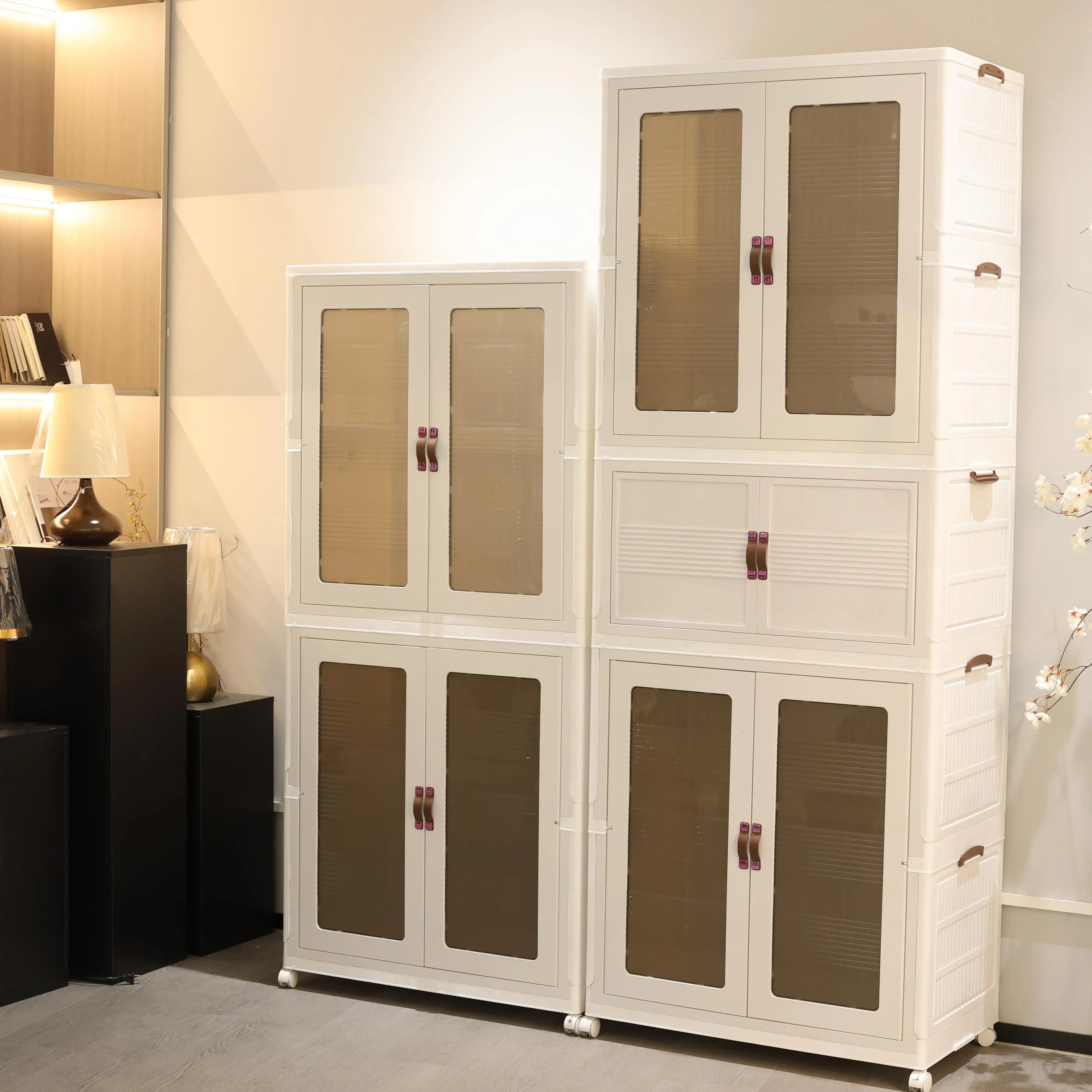 70CM folding magnetic door storage wardrobe: universal wheels + 10 hangers included