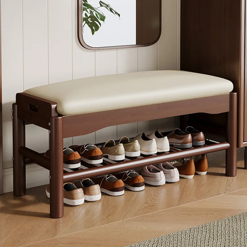 Solid wood shoe changing stool, dormitory small unit, modern and simple shoe rack, entrance stool, home shoe wearing stool