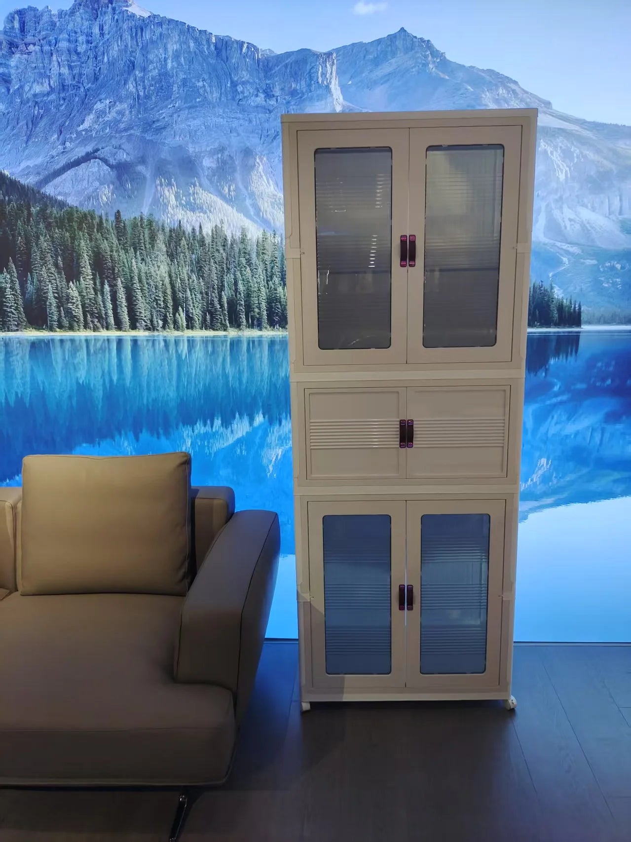 Multi-layer folding magnetic door storage wardrobe: universal wheels + large capacity unlocks a new realm of home storage!