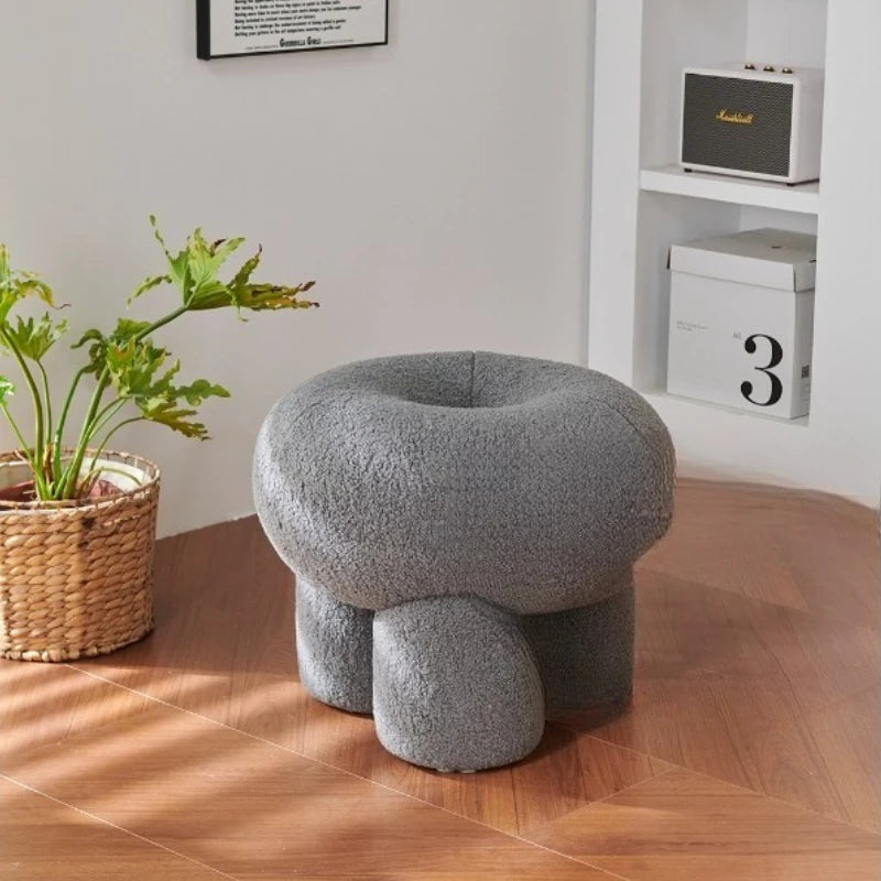 Small Round Ottoman Pouf for Living Room Bedroom Low Sofa Seat with Cushion Creative Entryway Shoe Bench for Home Decor