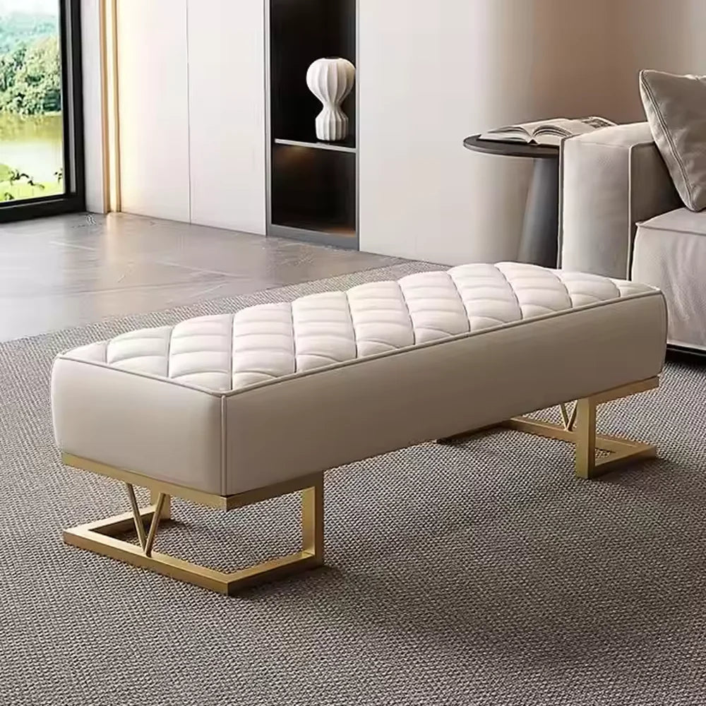Luxurious Modern Entryway Shoe and Changing Bench Long Ottoman for Bedroom Cloakroom Designer Style Bed End Stool